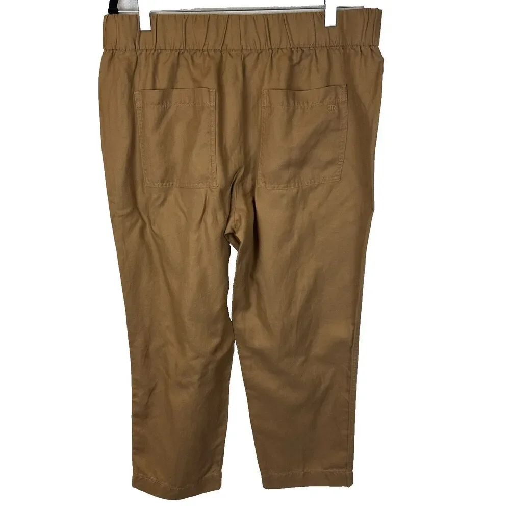 Banana Republic Large Brown Paperbag Waist Wide Leg Cargo Pants Linen Blend L
